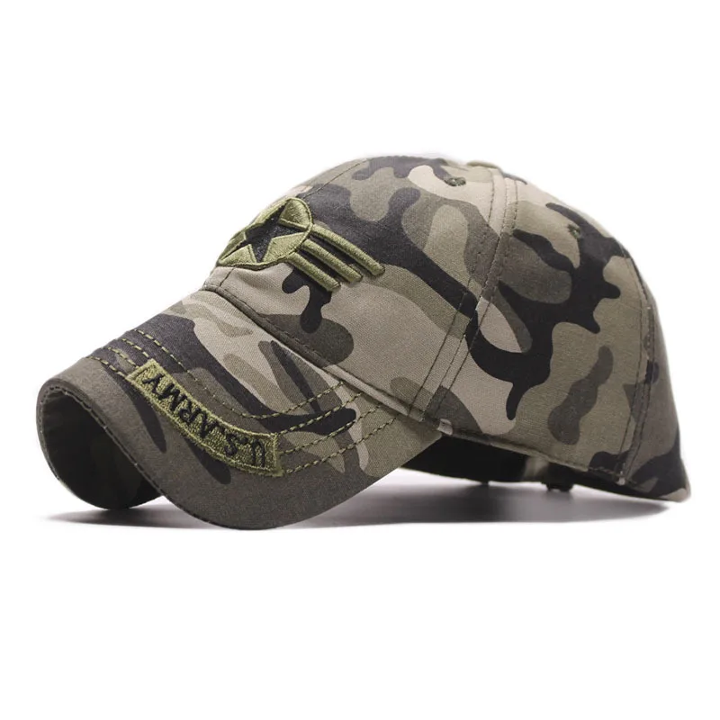 New AliExpress Popular Foreign One Piece Dropshipping Camouflage Five-Pointed Star Baseball Men 100% Cotton Flat-Top Hat