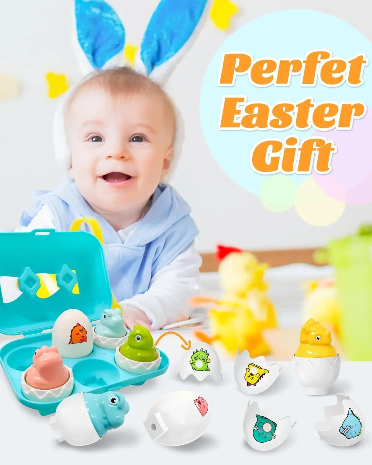 Montessori Toys Color Matching Eggs Puzzle Shape Cognition Early Educational Easter Gifts for Kids Boys Girls