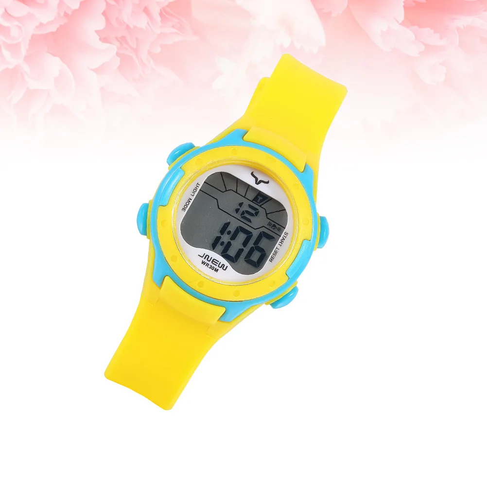 Multifunctional Waterproof Sports Watch Kids Yellow Cartoon Design Precise Quartz Movement Comfortable Wristband Students Watch