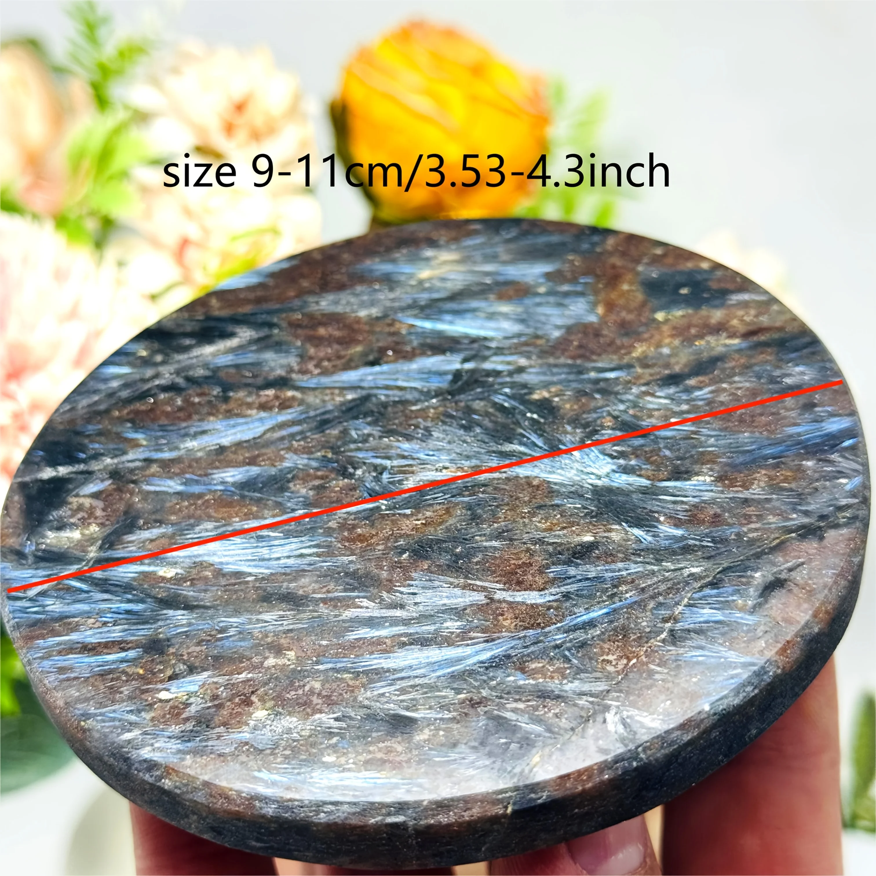 1pc Polished Blue Astrophyllite Firework Crystal Plate - Mineral Slice Stone for Meditation, Collector's Display, Christmas Gift