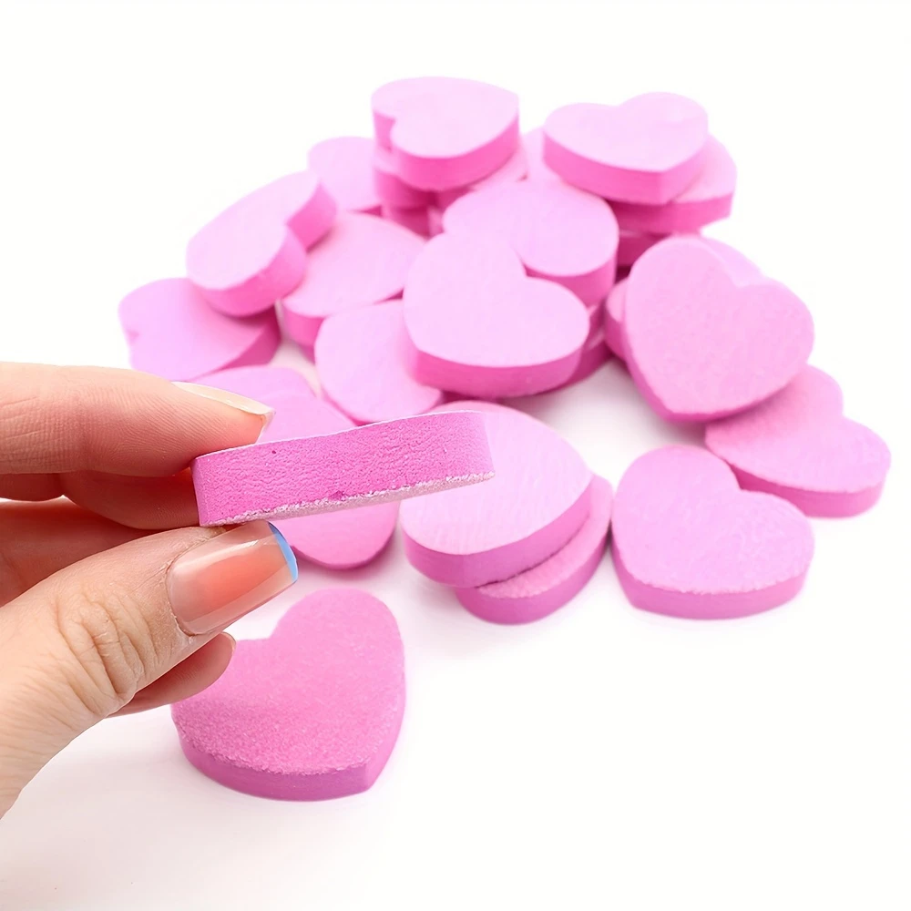 20/40 pcs of Heart-Shaped Double-Sided Nail Files, Sponge Nail Mini Buffers, Washable for Nail Care And Shaping/Smoothing