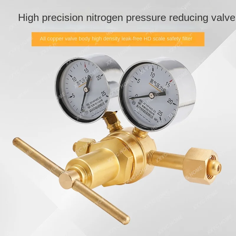 High Pressure Nitrogen Pressure Reducing Valve YQD-370A Oxygen Hydrogen CO2 Gas Reducer 16MPa Pressure Gauge All Copper