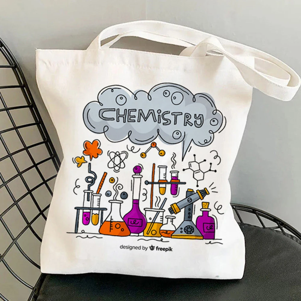 Women Shopping bag Chemistry Canvas Bag Harajuku Reuseable Shopper Canvas Bag girl handbag Tote Shoulder Lady Bags