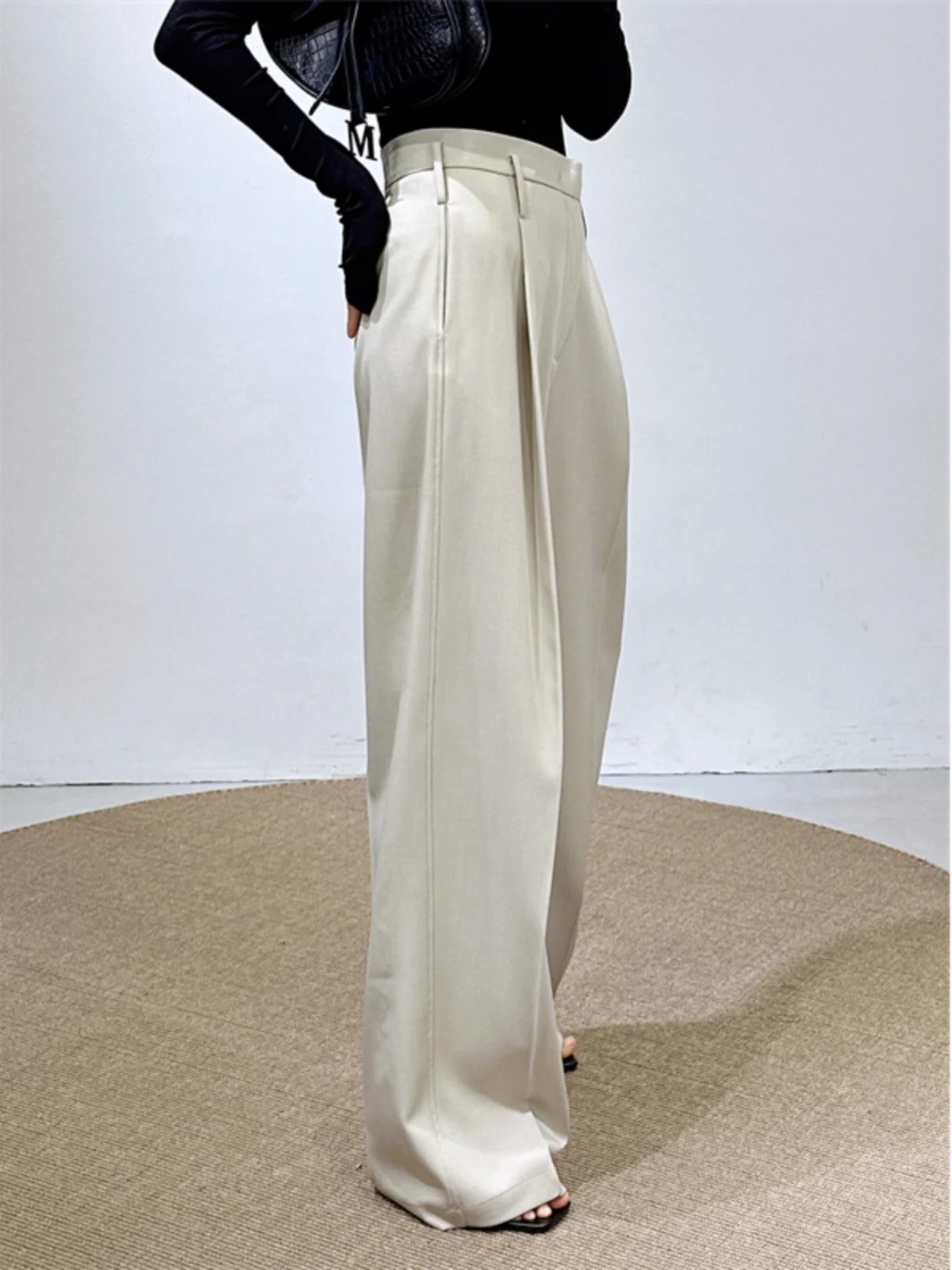 

Ele High Waist Trousers Wide Leg Suit Pants Women's Casual Straight Long Pants Spring Autumn Winter Dra Slimming