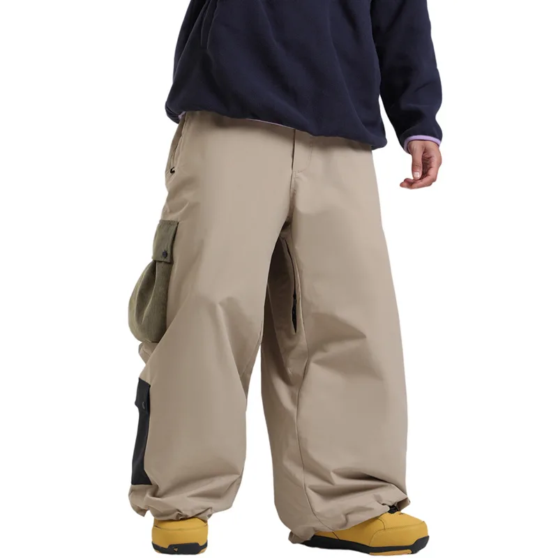 2025 ใหม่Windproofกันน้ําหิมะผู้ชายผู้ใหญ่กางเกงสกีฤดูหนาวWarmหลวมสกีกางเกงกลางแจ้งBreathableสโนว์บอร์ดอังกฤษ