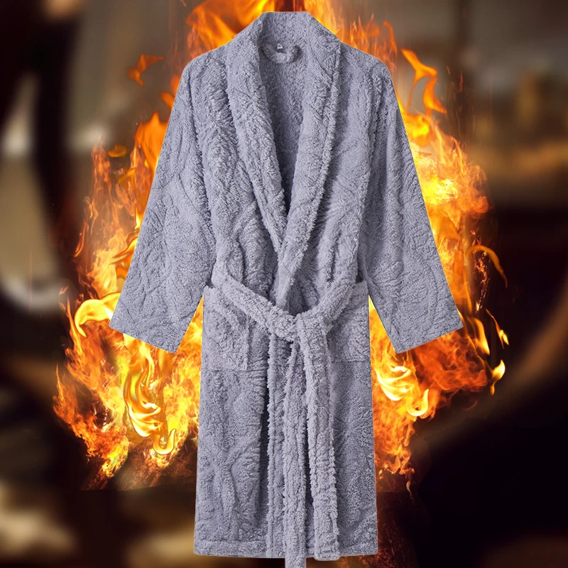 

Men's Long Thermal Nightgown Loungewear Autumn and Winter Coral Fleece Thickened Bathrobe Costume Accessories Sets Renaissance