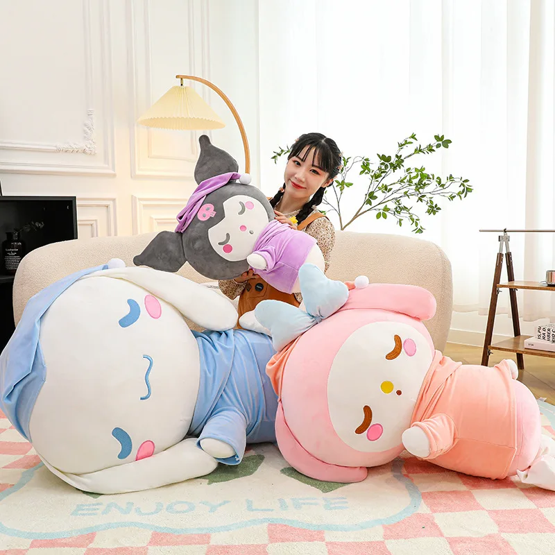 39/79cm Sanrio Kawaii Sleeping Series Cinnamonroll Melody Kuromi Doll Pillow Toy Anime Sweet Lovelycartoon Cute Soft Kids Gift