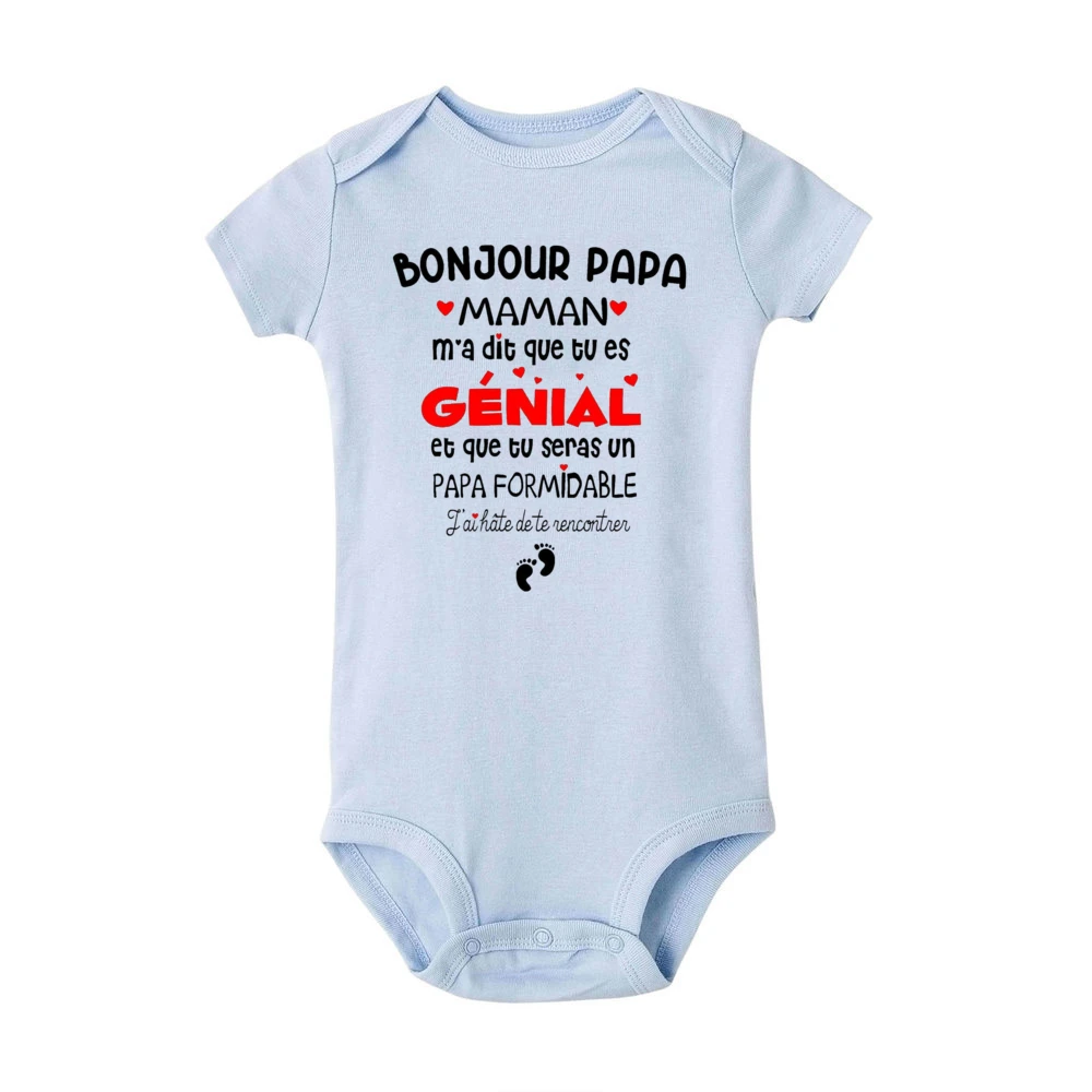 Hello Dad Mom Told Me That You Will Be A Great Dad Baby Bodysuit Pregnancy Announcement Infant Clothes Baby Short Sleeve Romper
