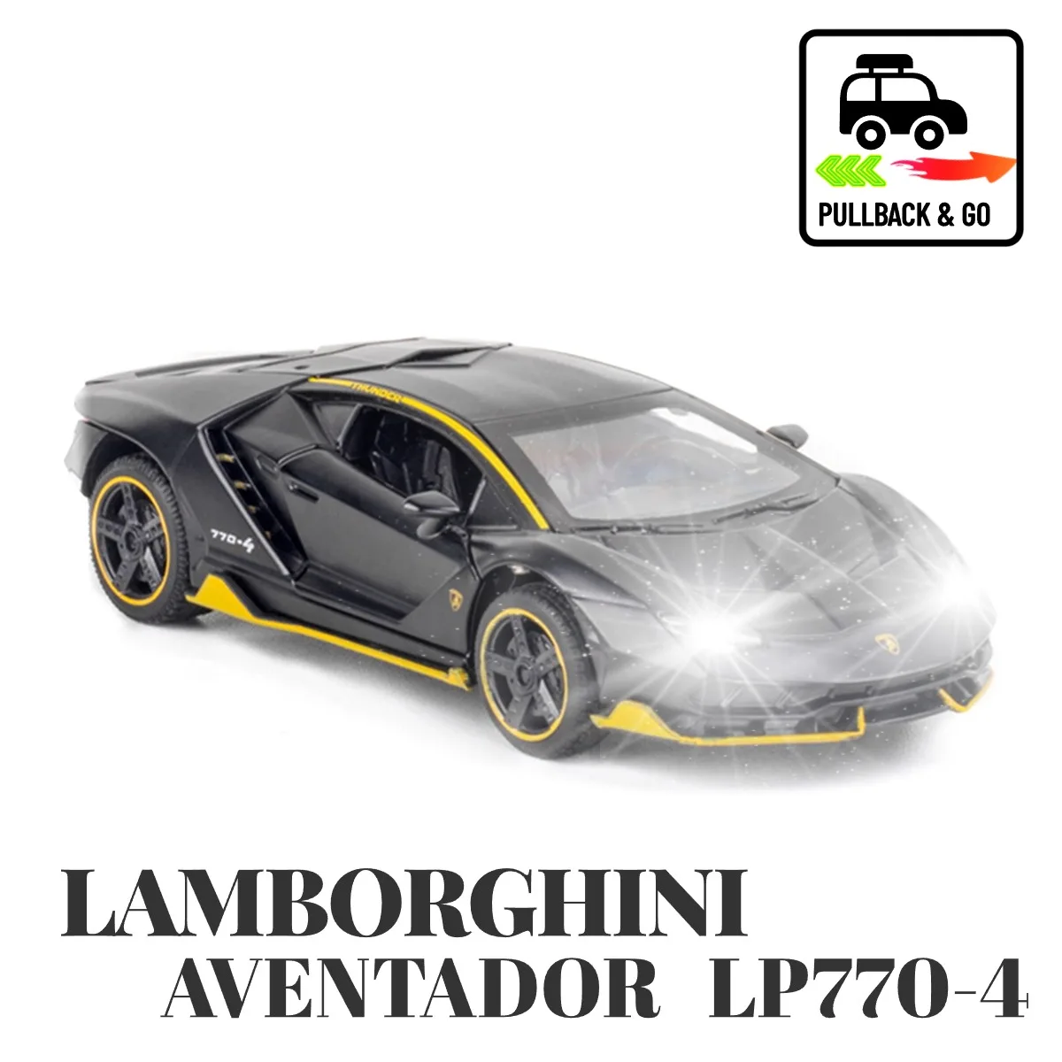 

1:32 Lamborghini Aventador LP770-4 Pullback Car with Lights Engine Sound, Diecast Car Model Scale Replica Gift Kid Boy Toy