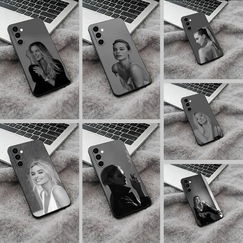 

M- famous actress-Margot -Robbie Soft Silicone phone Case for Samsung Galaxy A73/A71/A72/A70/A53/A52/A51 - Black