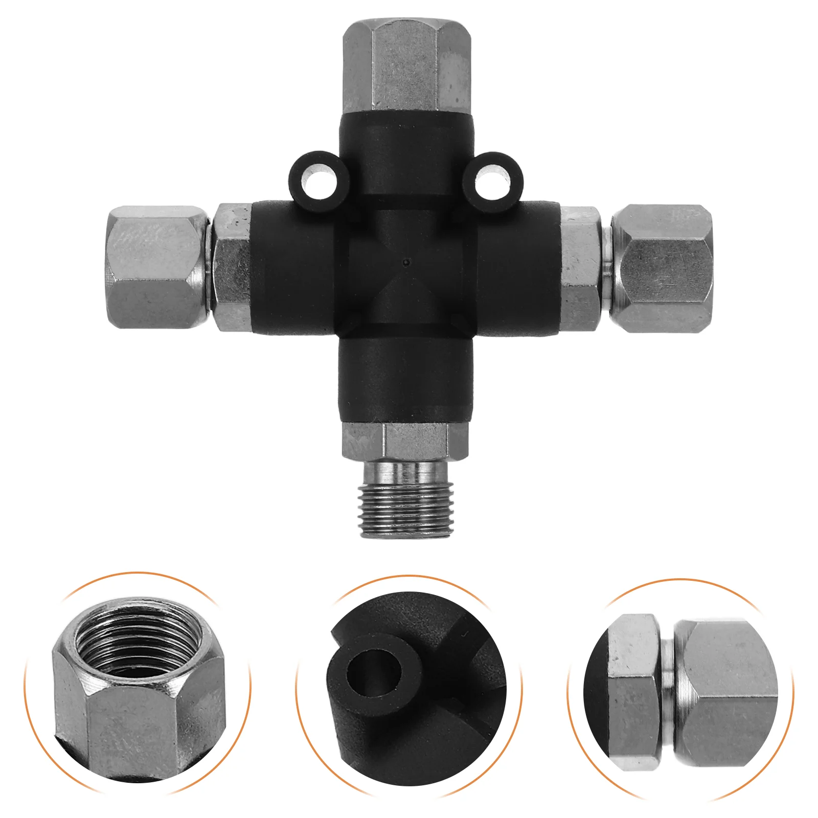 Konektor Tee dengan Aksesori Penghubung Pas Airbrush Logam Dapat Disesuaikan Tiga Arah 1/8 Inci untuk Adaptor Kompresor Udara