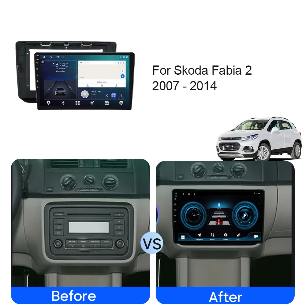 Stereo WIFI CarplayFor Skoda Fabia 2 2007 - 2014 Video Player 4G Android Auto BT Car Radio GPS Navigation Multimedia No 2din DVD