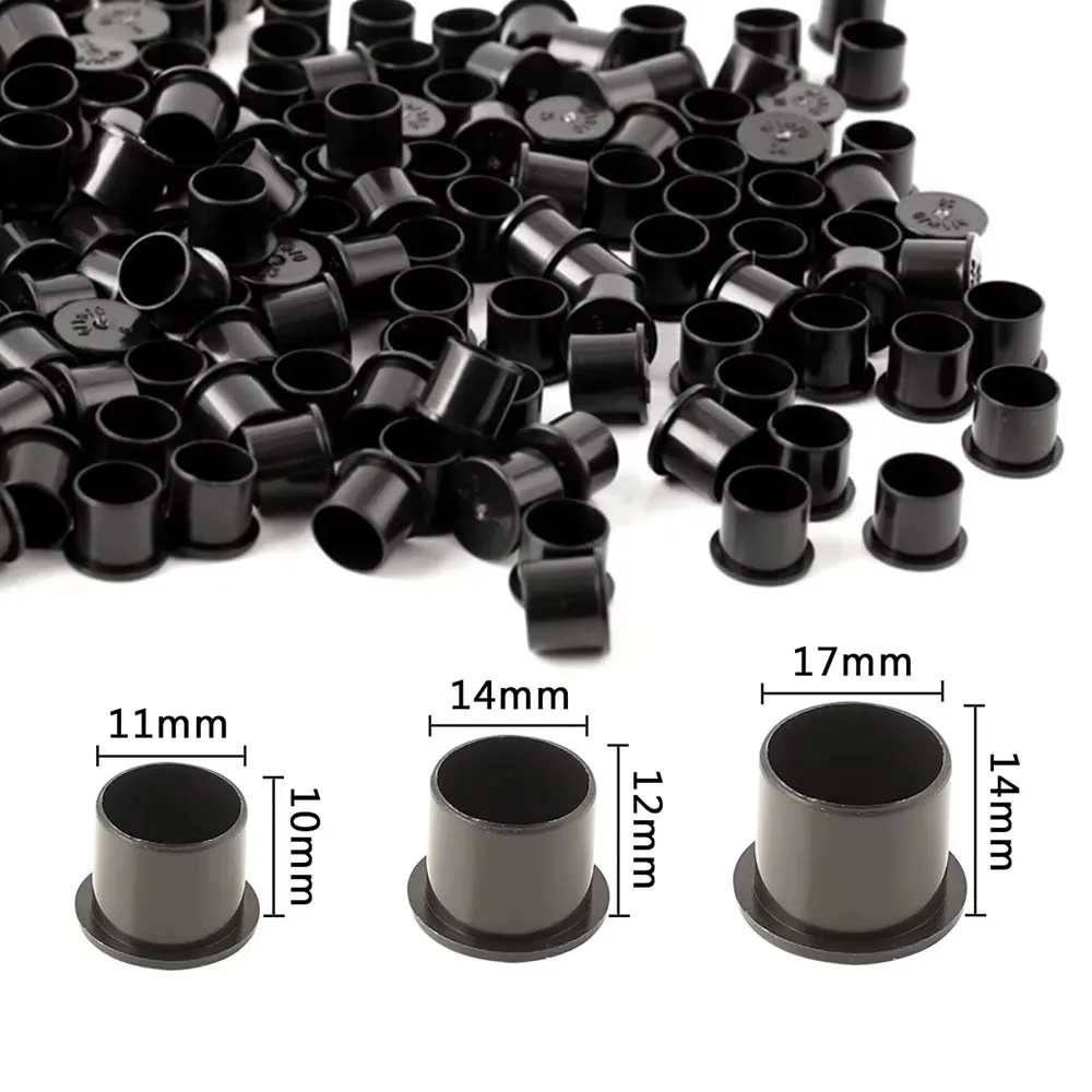 100PCS Black Tattoo Ink Cups Disposable Plastic Tattoo Ink Pigment Holder Container Caps for Tattoo Ink Supplies