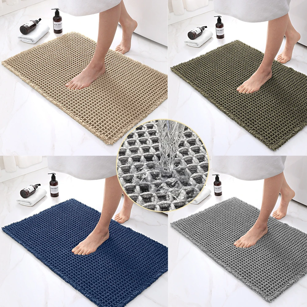 

Bathroom Absorbent Carpet Non-Slip Bath Mat Soft Machine-Washable Doormat for Toilet Absorbent Rug Beside Bathtub Wash Basin