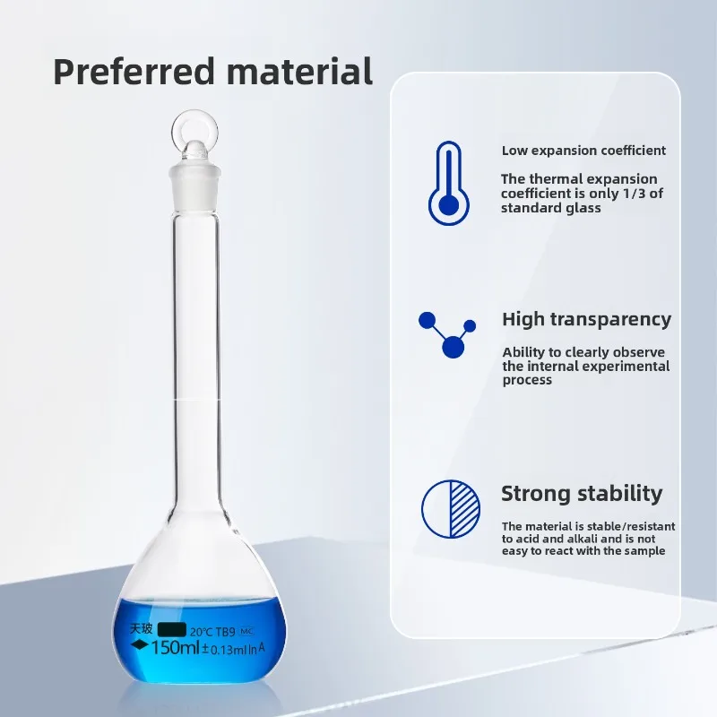 Wide Mouth Glass Volumetric Flask Class A with Stopper White Brown Lab Glassware 5ml 10ml 20ml 25ml 50ml 100ml
