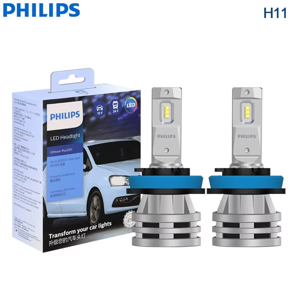 

Philips LED Ultinon Pro3101 H11 Автомобильная фара 12/24 В PGJ19-2 48 Вт 6000 К Ярко-белая светодиодная лампа дальнего ближнего света 11362U3101X2