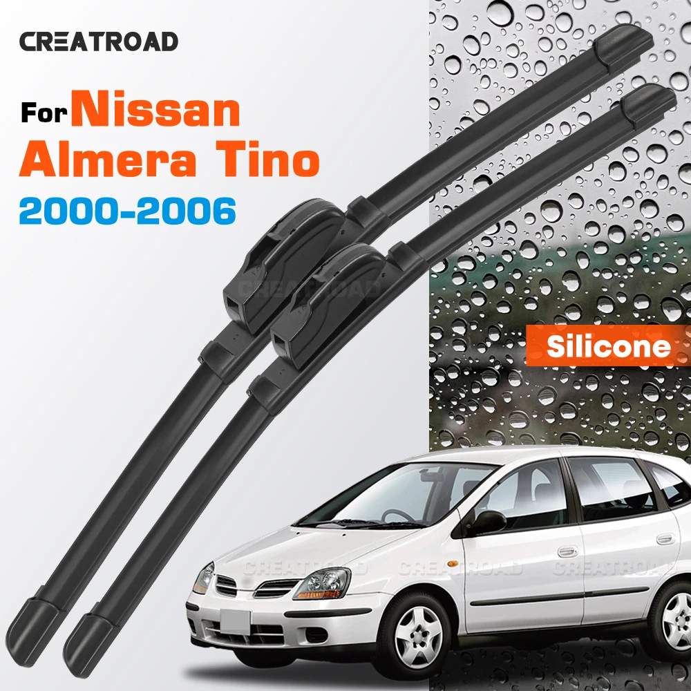 

Silicone Wiper Blades Fit For Nissan Almera Tino N16 2000-2006 Coated Silent HD Wear-Resistant Car Windshield Wipers 26"+18"
