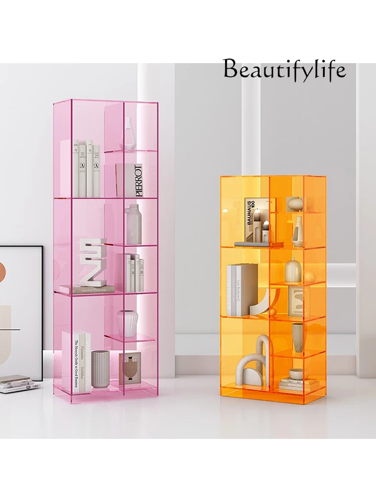 Bookshelf Light Luxury Storage Display Storage Rack Creative Shelves Acrylic Floor Multi-Layer Bookcase