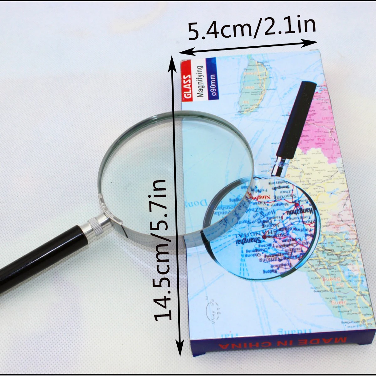 Practical Handheld Round Magnifier, High Transparent Optical Glass Lens & Metal Frame, Comfort Grip Portable Magnifying Glass fo