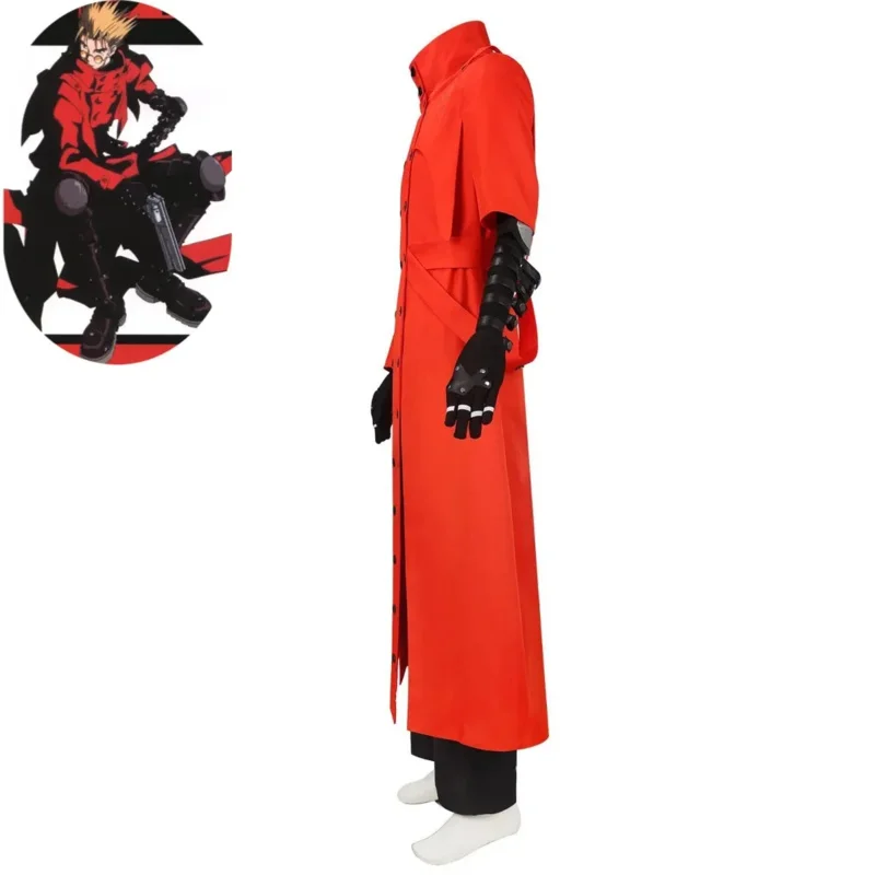 2025 ♥   새로운 애니메이션 Trigun Vash The Stampede 코스프레 의상 가발 롱 레드 윈드 브레이커 코트 유니폼 성인 남자 할로윈 카니발 ☆ ★