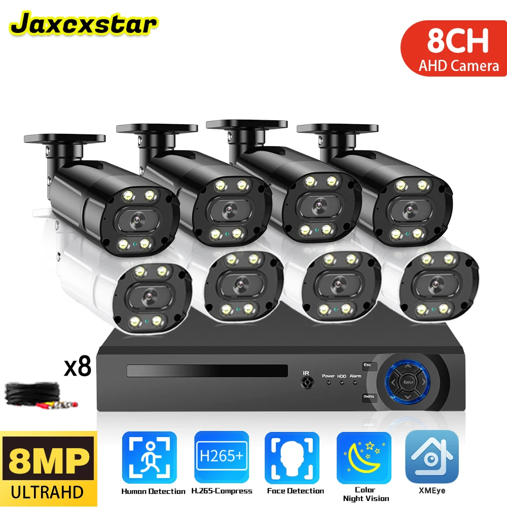 

8MP 8CH 4K Strip line AHD DVR Обнаружение лица Обнаружение движения Набор наружных камер видеонаблюдения Комплект видеонаблюдения
