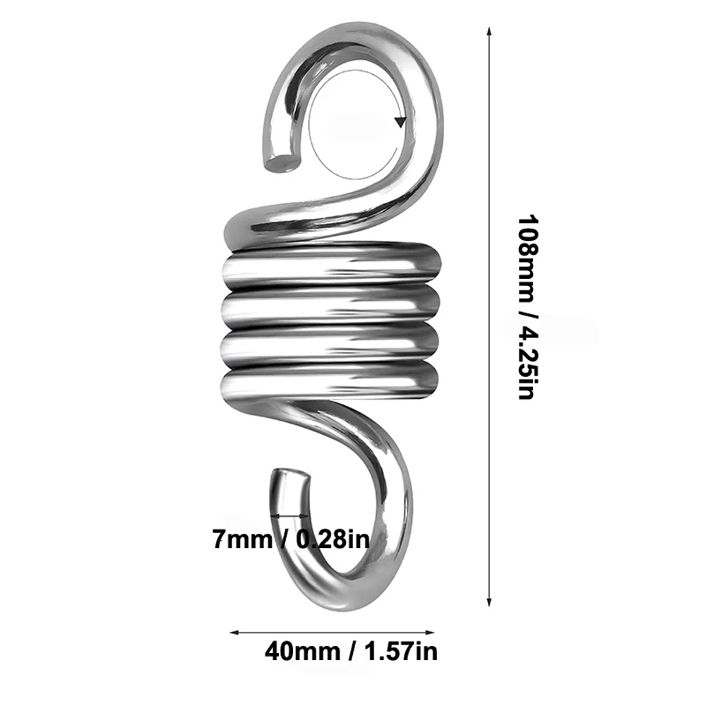 4-piece stainless steel hanging bed chair springs, hanging basket swing stretching springs, suitable for gardens and patios