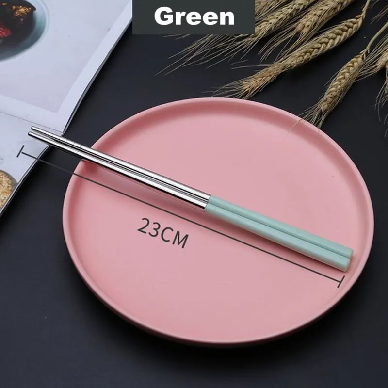 1 pair Stainless Steel Chopsticks Korean Portable Travel Metal Chopsticks Food Sushi Sticks Non Slip Reusable Easy To Clean