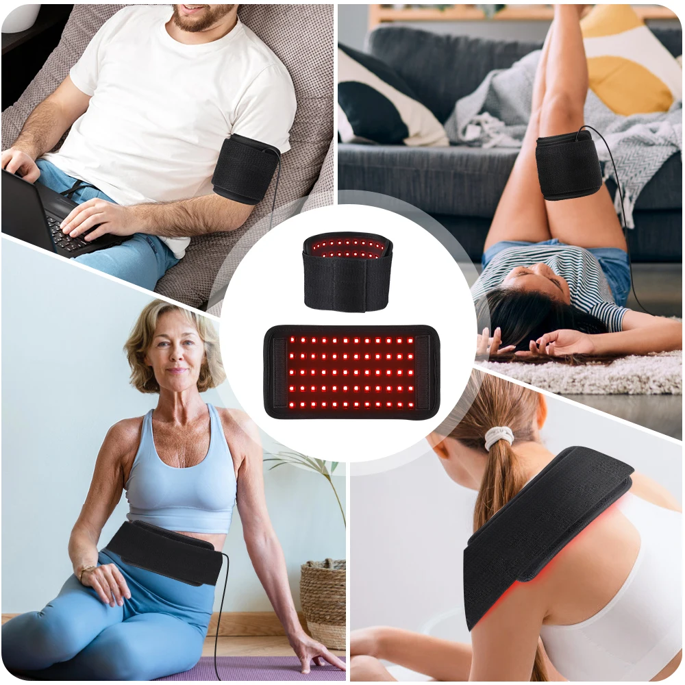 Multifunctional Cordless Massage Pad 660nm & 850nm Light Portable LED Light Wrap Pad for Knee Back Shoulder Waist Joint Relax