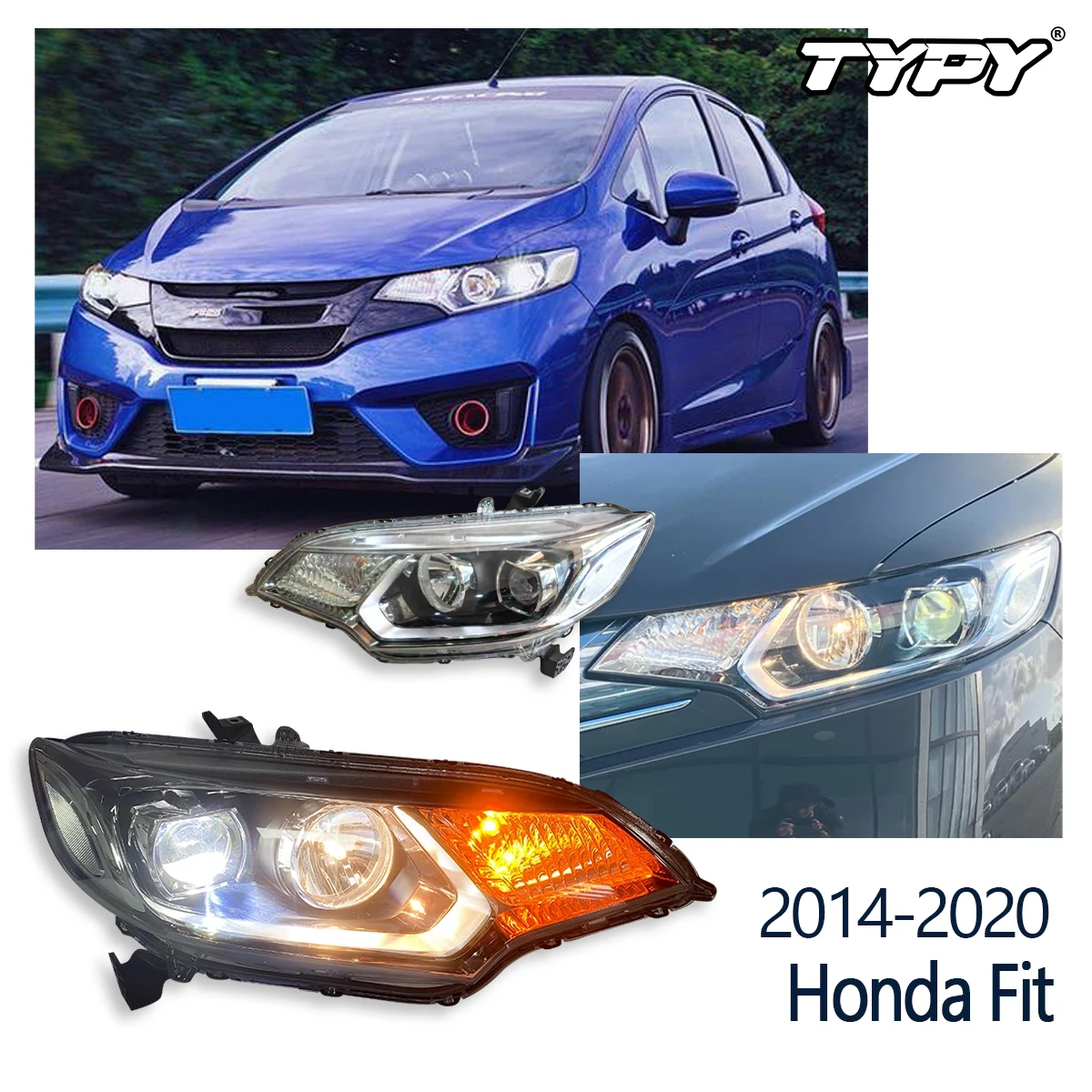 

TYPY Car Headlights For Honda Fit GK5 LED 2014-2020 Headlight Styling Dynamic Turn Signal Lens Automotive accessories assembly
