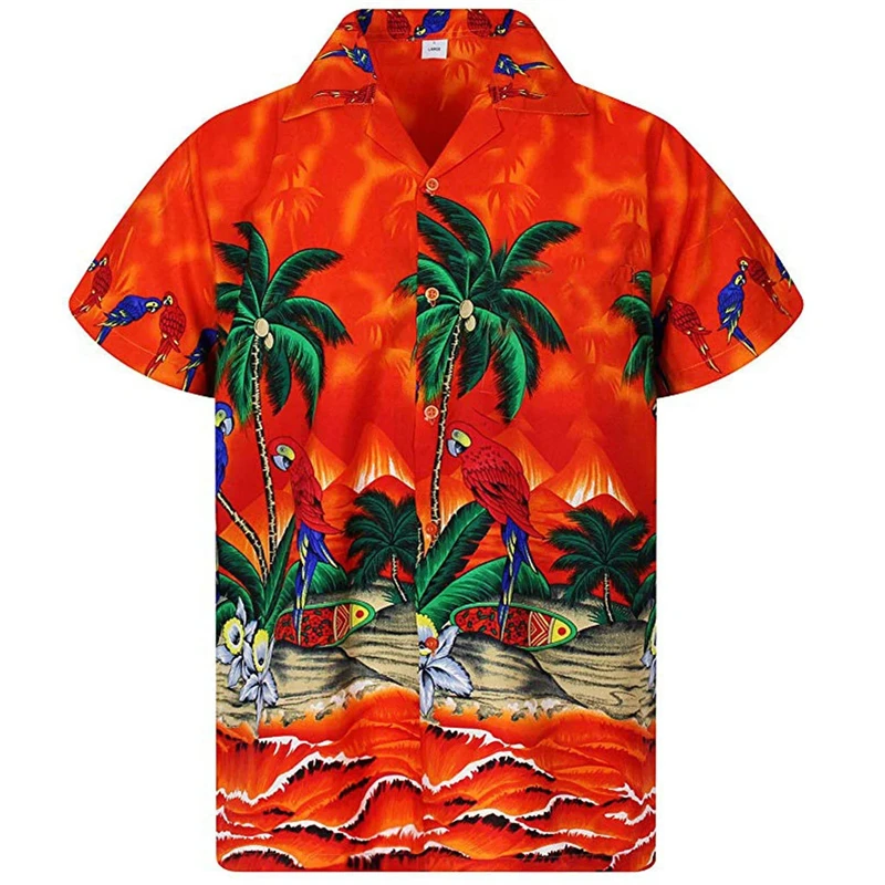 

Hawaiian Coconut Tree Graphic Beach Shirts Fashion Hawaii Vacation 3D Printed Shirts For Men Clothes Streetwear Y2k Lapel Blouse