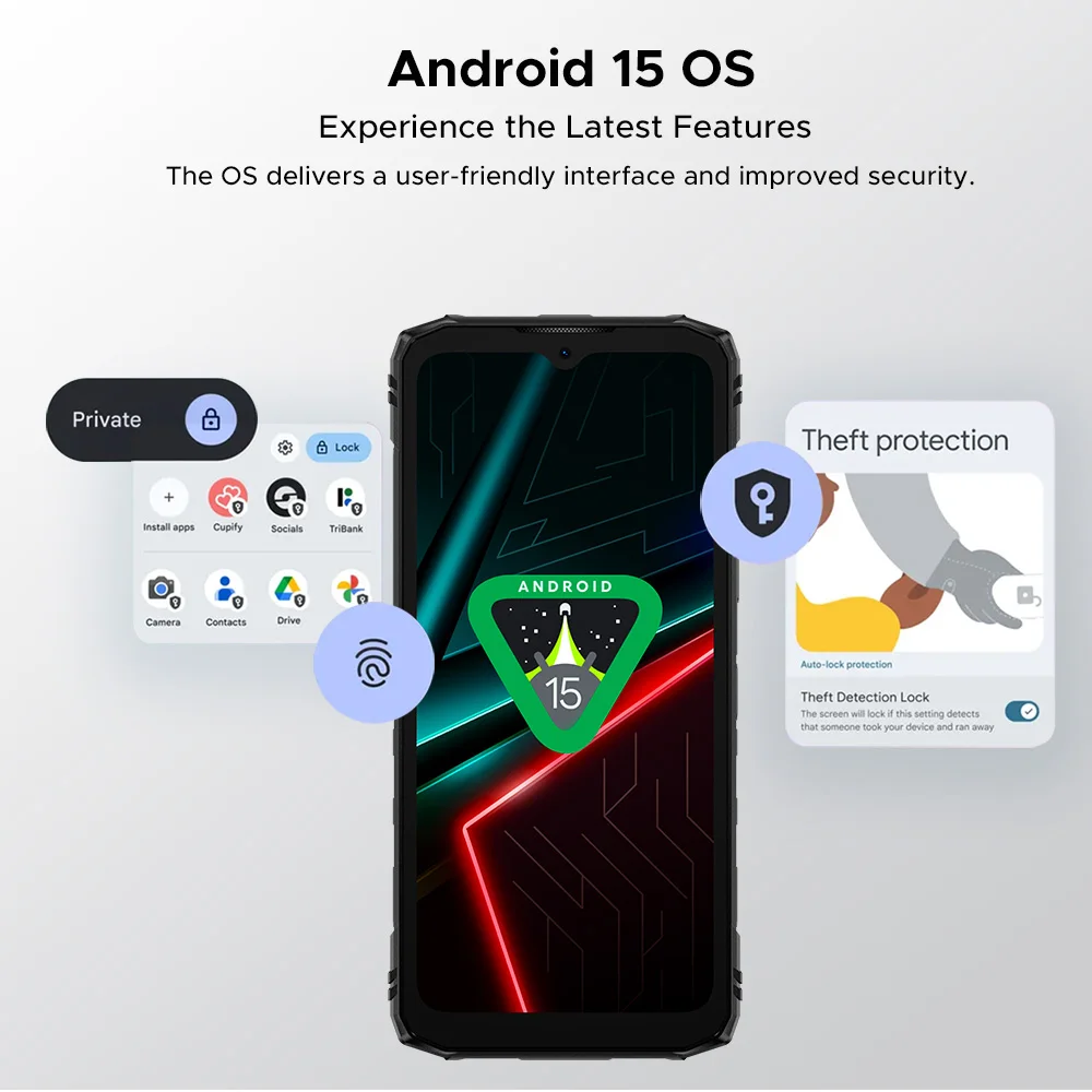 DOOGEE Blade10 Energy Rugged Phone Android 15 Gemini AI 10.7mm Ultra-thin 6150mAh Battery 6.56'' Screen Widevine L1 Cellphone