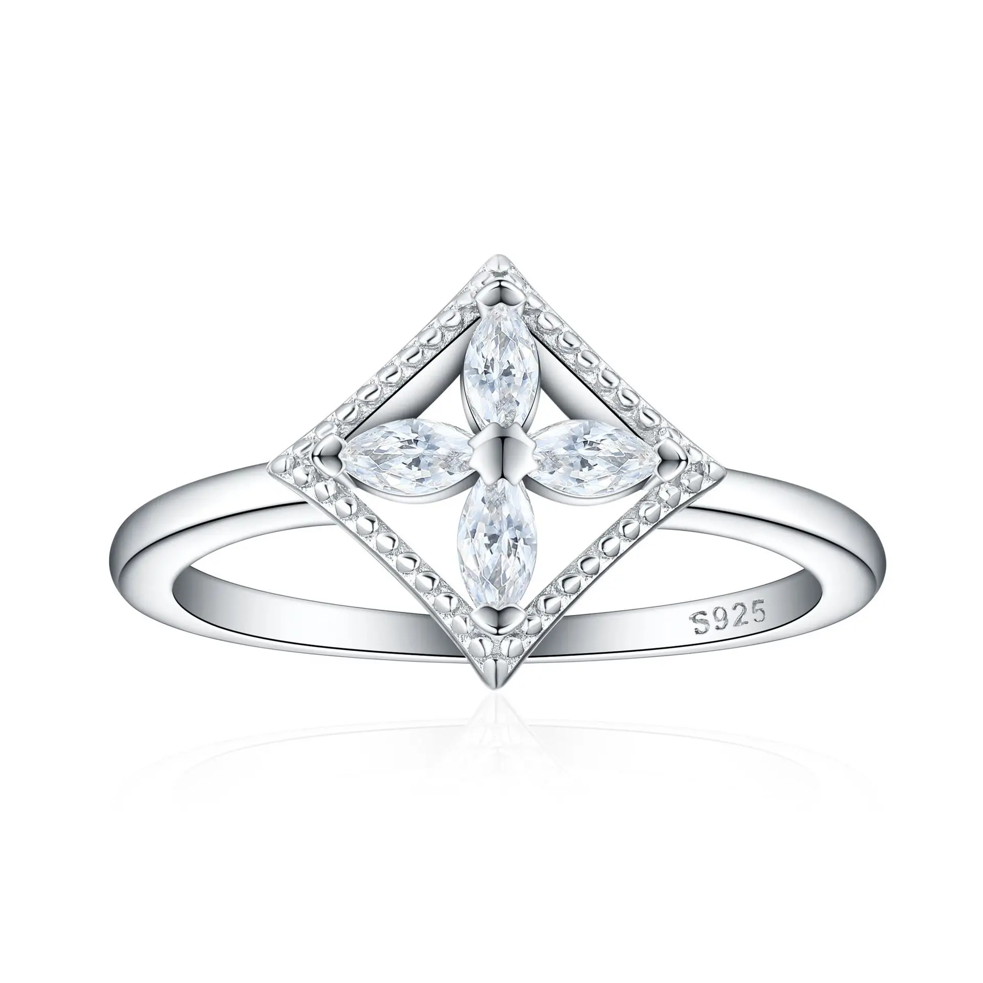 

Кольцо женское с квадратным бриллиантом, серебро S925 с покрытием из 18-каратного золота, платина PT950, камень в форме конского глаза, кольцо с четырехлистным клевером