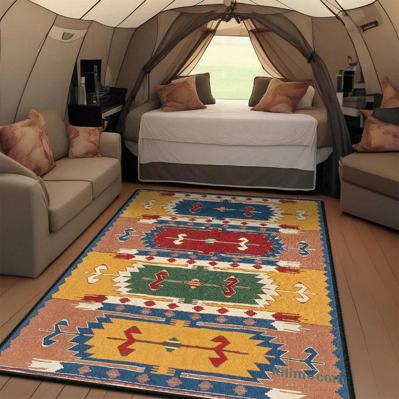 Ethnic Style Homestay Decoration Carpet Camping Thick Moisture-proof Carpet Resistant To Dirt, Wear and Easy Mats Carpet