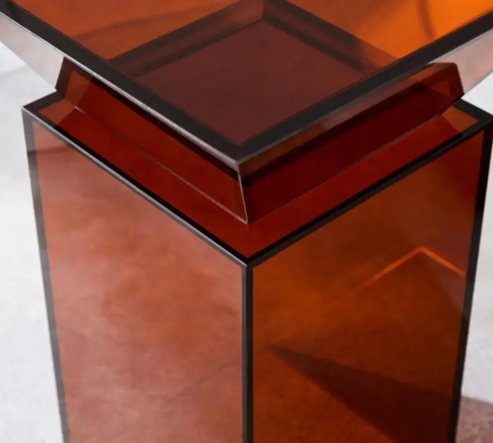 Dark Amber Color Acrylic Decorative End Table Drawer Home Display Custom Acrylic Side Table For Home Office Bedroom Livingroom