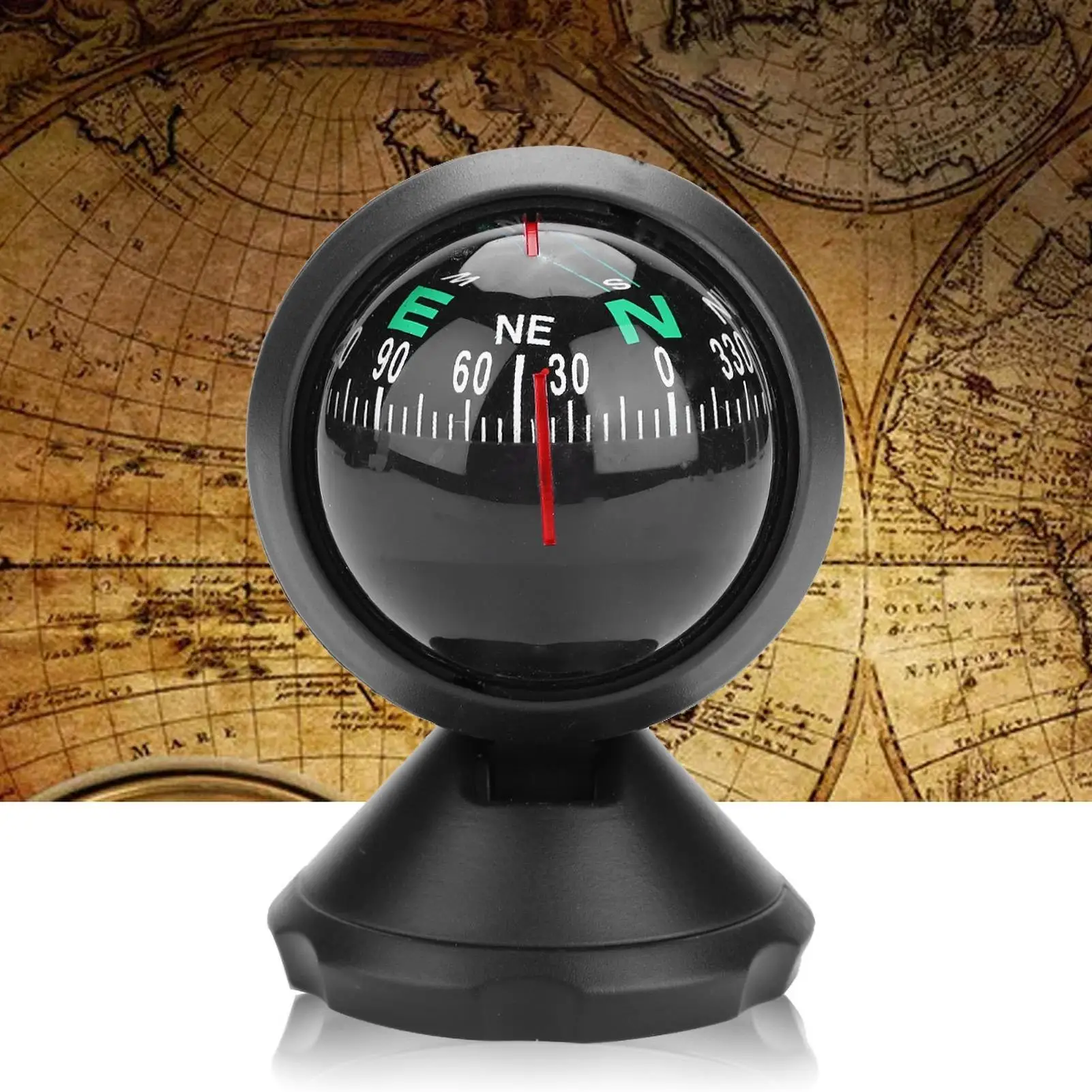 Mini Electronic Compass for Vehicle, Boat, Marine Navigation - Portable Sea Pivoting Ship Compass with Night Light