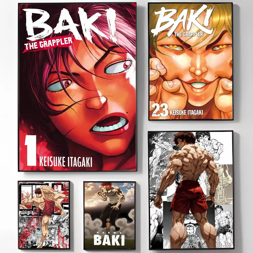 Intense Brutal Fighting-Themed B-BAKI Poster High-definition Art Sticker Self Adhesive Waterproof Home Decoration