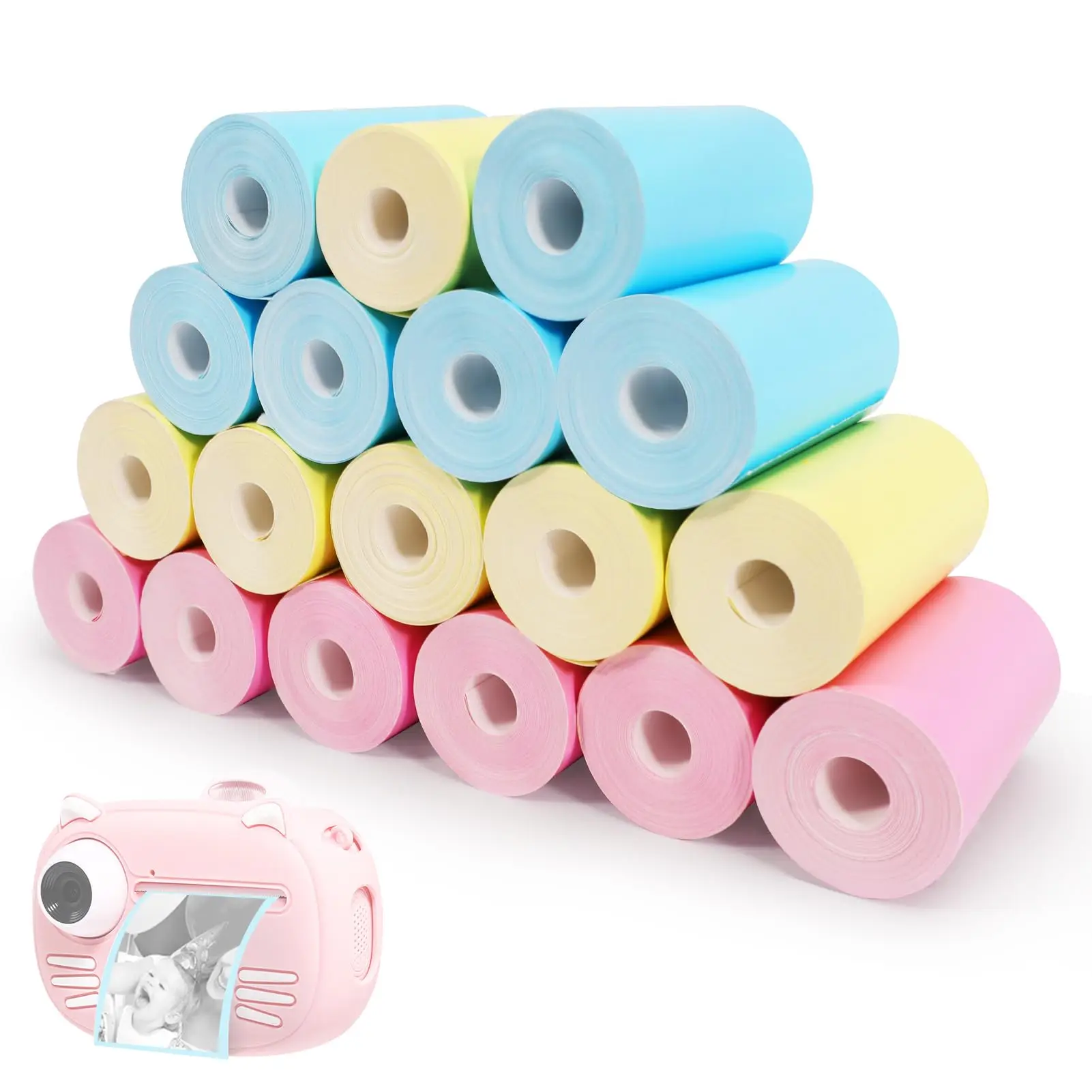 18 Rolls Kids Instant Camera Refill Print Colorful Paper Instant Camera Thermal Paper Photo Printer for Most Kids Instant Camera