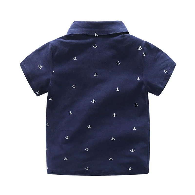 top and top Summer Kids Boys Gentleman Clothing Sets Short Sleeve Polo Shirts+Jeans Shorts 2PCS Suits Little Boy Casual Outfits