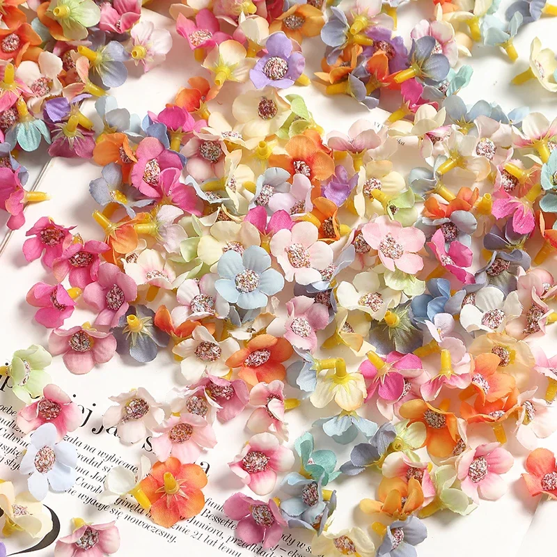

50Pcs Mini Daisy Artificial Flowers DIY Scrapbook Wedding Decoration Decor Fake Flower Bride Crafts Wreath Gift Accessories