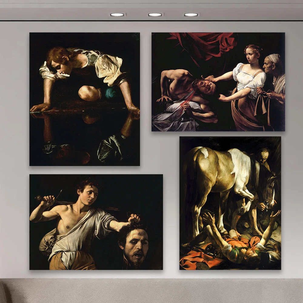 Pintura a Óleo de São Jerônimo Escrevendo, Impressão de Caravaggio, Arte de Parede em Tela, Pôster, Arte de Judith que Cabeleçou Holofernes, Impressões de Pinturas Artísticas
