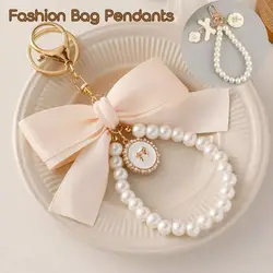 Bow Tie Key Chain Pearl Chain Fashion Bag Pendants Tote Hanging Ornaments Sweet Key Chain Accessory Girls Key Ring Decoration