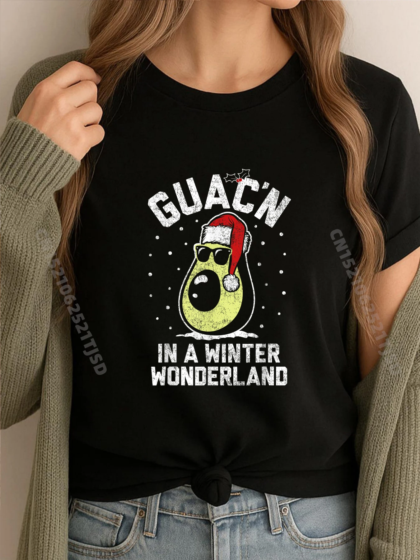 

Trendy Christmas Guacn In A Winter Wonderland T Shirt Woman 100℅ Cotton Harajuku T Shirt Washed Luxury