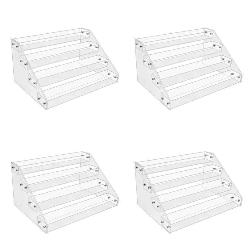 【NEW YEAR  】4X 4Tier Clear Acrylic CD Holder Cascading CD Storage Rack,DVD/CD Display Rack & Vinyl Record Storage Stand