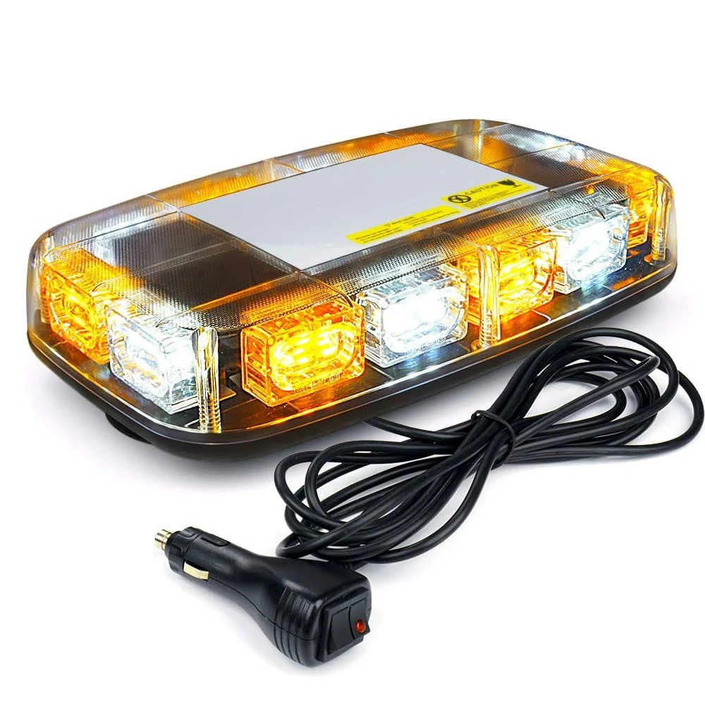 48LED Roof Top Strobe Lights Car Emergency Safety Warning Flashing Light Police Beacon for 12-24V Trucks Construction Vehicles