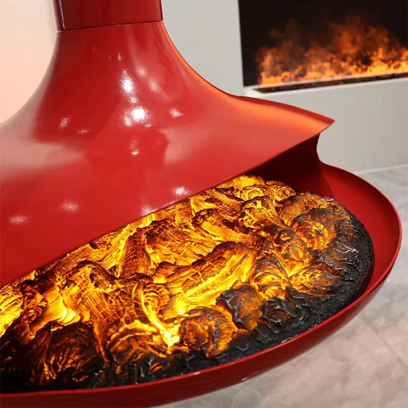 Modern Hanging UFO Fireplace Home Homestay Villa Hotel Real Fire Wood Burning Atomization Decorative Hanging Fireplace Hanging F