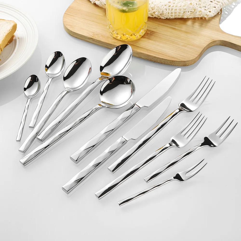 High-End 304 Stainless Steel Western Tableware Set - French Restaurant Quality Forged Knife Fork Spoon Dessert Spoon Tea Spoon