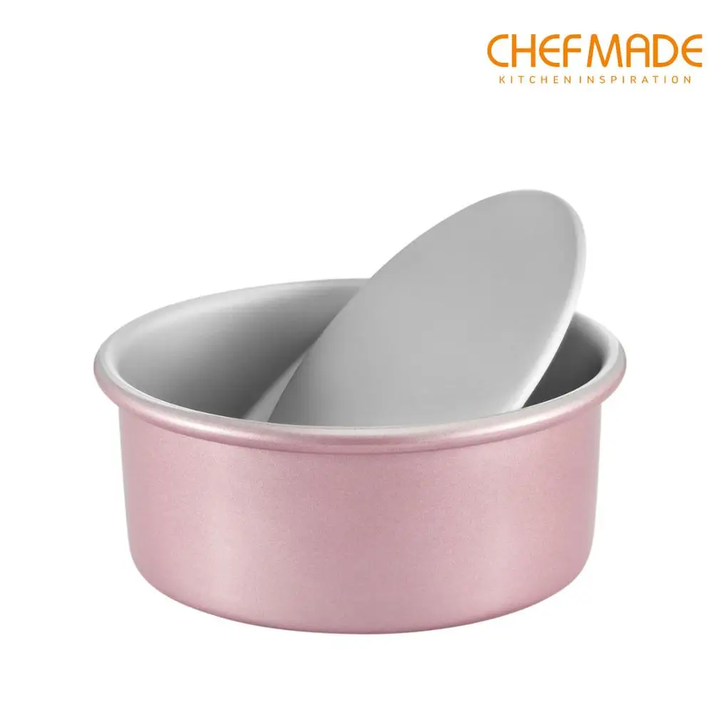 CHEFMADE Anodized Round Cake Mold with Removable Bottom,6-Inch Non-Stick High Cake Pan Approved For Baking