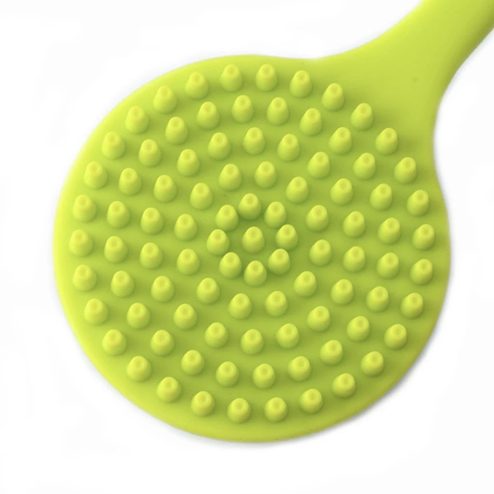 Brosse de massage de bain double face en gel de pton, manche long flexible, épurateur de douche pour le dos et le corps