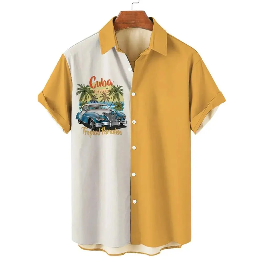 Rocket Graphic Shirts for Men Clothing 3D Printed Hawaiian Vacation Beach Shirt Lapel Blouse Summer Casual Clothes Tops Chemise