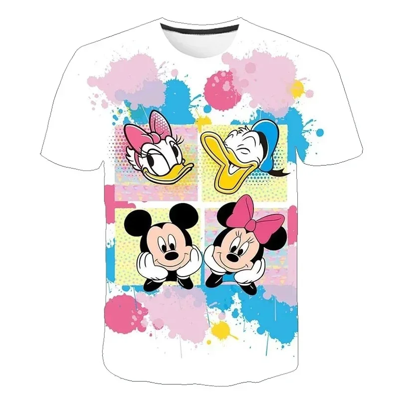 Mickey Mouse Boys Girls T-shirt Donald Duck T-shirt 3D Printed Cartoon Short Sleeve Disney Boys Girls T-shirt Summer Clothing